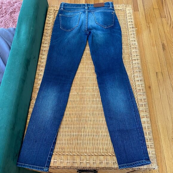 Madewell Mid Rise Skinny Medium Blue Wash Whiskered Distressed Knee Jeans 25 - Picture 4 of 9